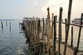 Old pier for boats made Ã¢â¬â¹Ã¢â¬â¹of bamboo, Cochin, Kerala, India